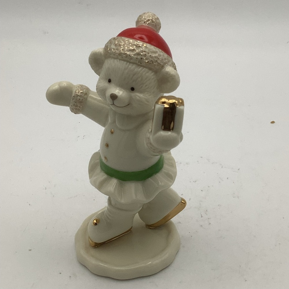 Lenox Christmas Ice Skating Bear Figurine with Gold Accents - Picture 2 of 9